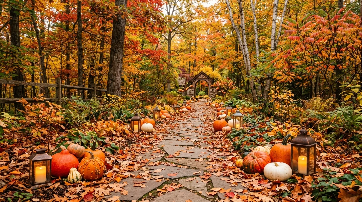 Create a stronger autumn moment at the front step inspiration for an outdoor fall setting.